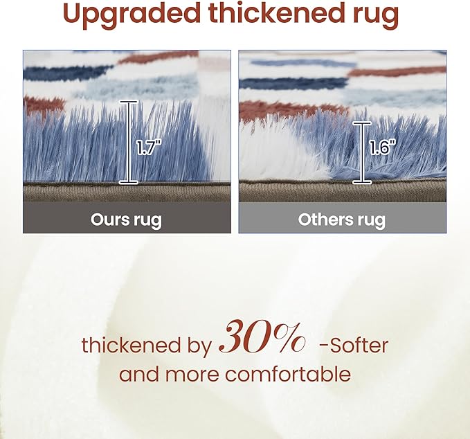 Super Soft Rug for Bedroom, 5x7 Ft Rainbow Area Rug Classic Checkered Shaggy Rug Anti-Skid High Pile Soft Fluffy Fuzzy Carpet for Living Room Bedroom Kids Room Nursery, Dorm Home Decor