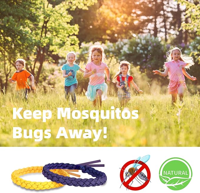 36 Pack Mosquito Repellent Bracelets, DEET-Free Natural Bands, PU Leather Insect & Bug Repellent Wrist Bands for Kids & Adults, Individually Wrapped