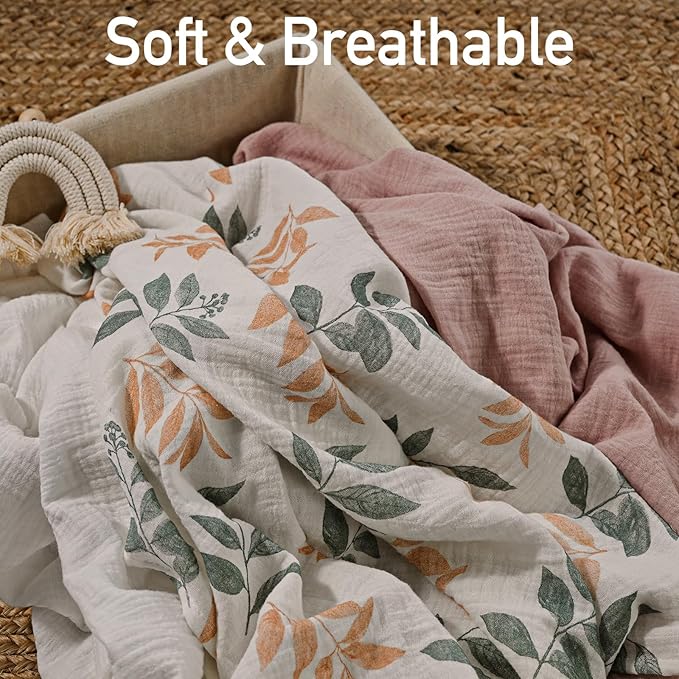 Muslin Swaddle Blankets for Newborn, 3 Pack Breathable Soft Receiving Blanket, Large 38 x 40 inches Swaddle Wrap Burping Clothes Diapers, Essentials Infant Shower Items, Toddler Gift (Gentle Colors)