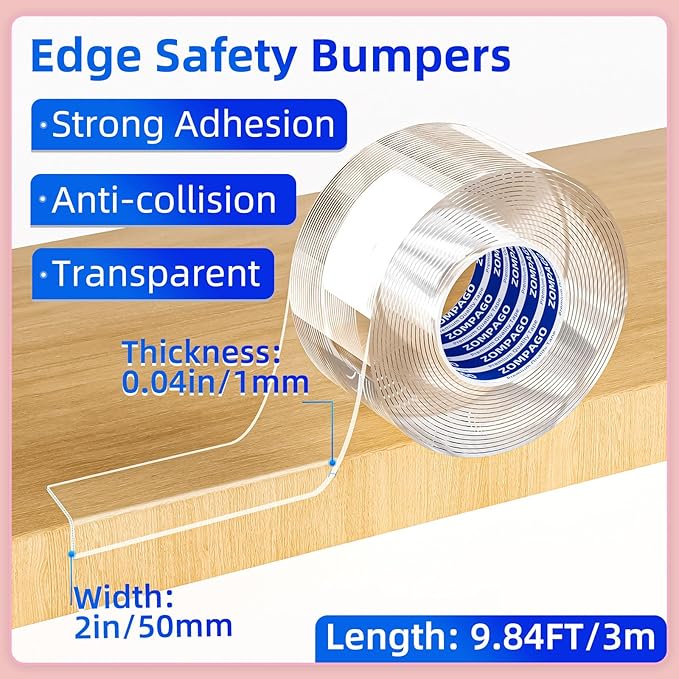 Clear Soft Corner Protectors for Furniture Strip,2in x9.84FT,Sharp Edge & Table Bumper,Window Edge,Wall Protector, Soft Corner Guards Safe for Proof,Table Corner Protectors in Family