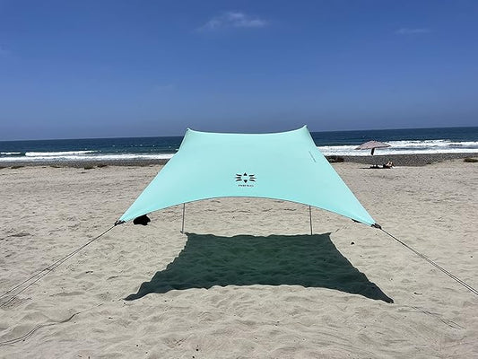 Neso Tents Beach Tent with Sand Anchor, Portable Canopy Sunshade - 7' x 7' - Patented Reinforced Corners (Seafoam)