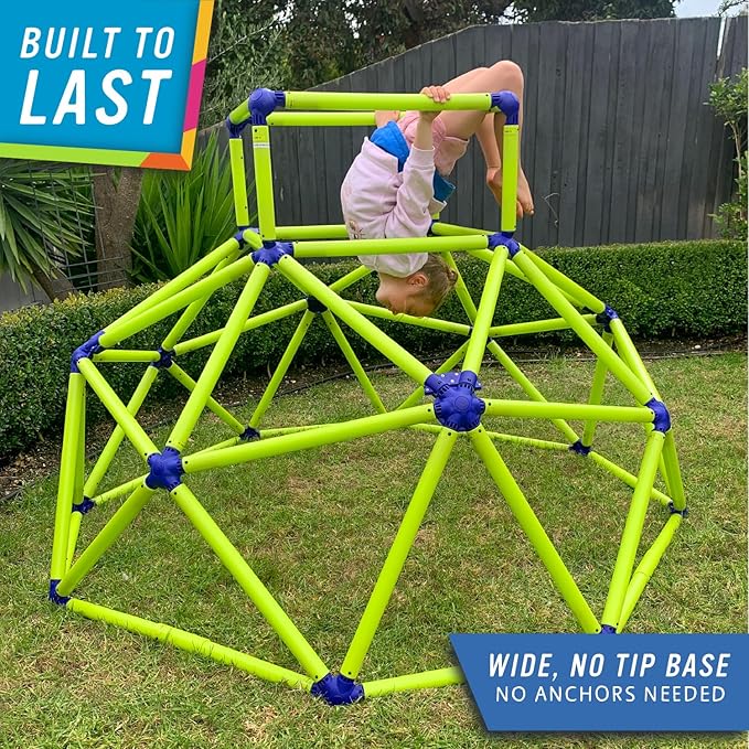 Eezy Peezy Monkey Bars Climbing Dome - Sturdy & Portable Jungle Gym for Kids, Backyard Playset for Toddlers, Active Outdoor Fun for Kids Ages 3 to 8 Years Old, Lightweight & Easy Assembly, Green/Blue
