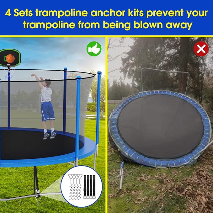 SKYUP Tranpoline 1500LBS 16 15 14 12 10 8 FT Tranpoline for 7-10 Kids and Adults, Windproof Outdoor Tranpoline with Enclosure Net, Basketball Hoop, Easy to Install & Last Long - ASTM Approved