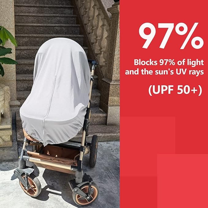 Sun Shade for Strollers, UV Sun and Sleep Shade Universal Fit for Baby Strollers, Blackout Stroller Cover, Breathable and Stops 99% of The Sun's Rays (UPF50+)