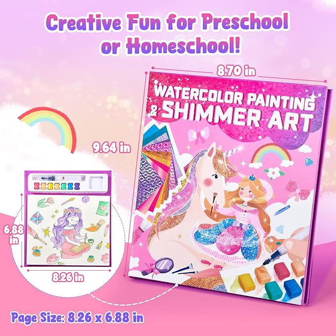 JoyCat Paint with Water Coloring Books, Art & Craft Activity, Princess No Mess Art for Kids Ages 4-8, Craft Kits & Supplies, DIY Creative Activity, Presents for Girls & Boys