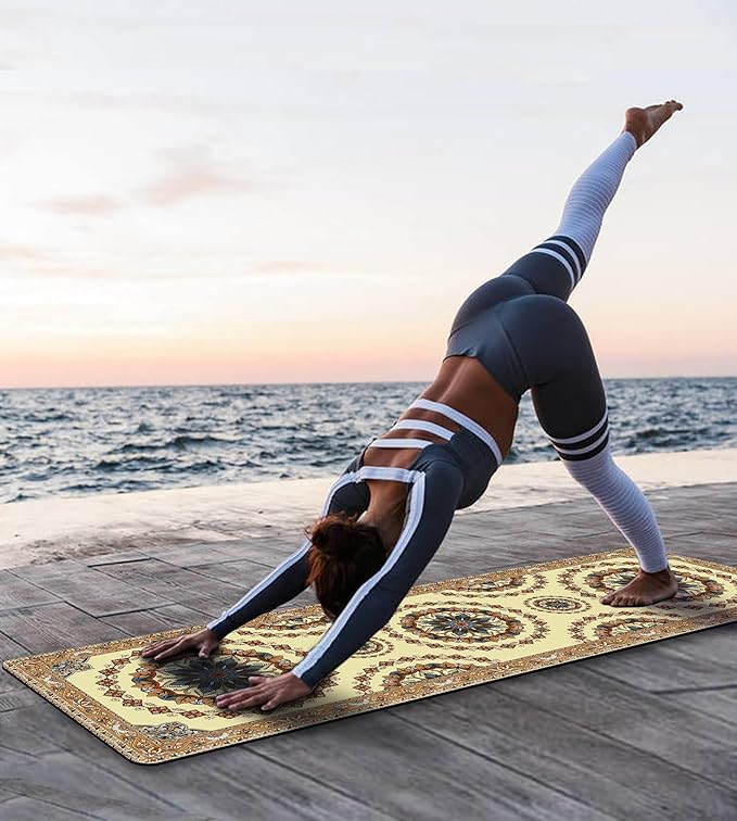 Non Slip Yoga Mat TPE Workout Mat for Men Women, Thick Workout Mat with Carrying Strap, Fitness Mats for Exercise, Yoga, Fitness, Pilates, Floor Workouts (72" x 24" x 6mm)