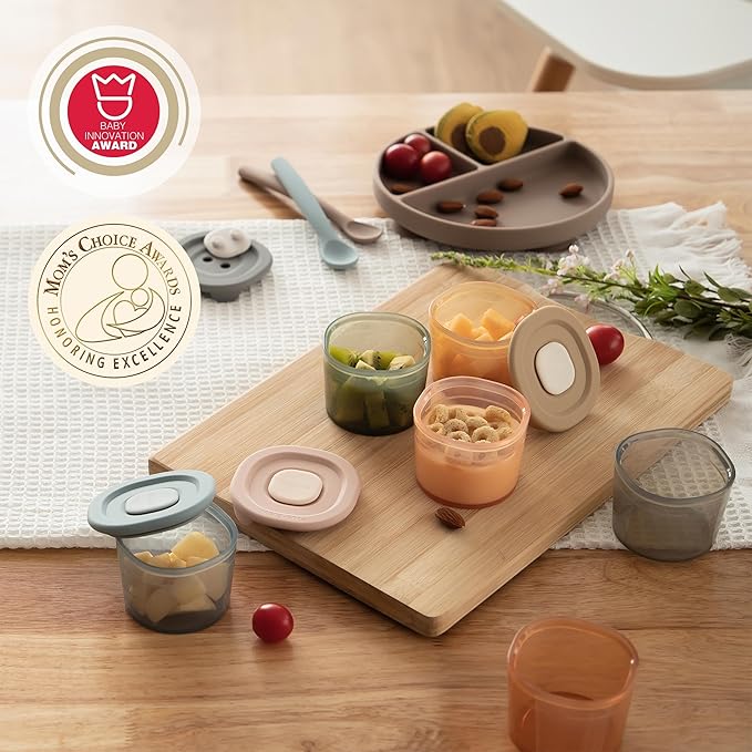 Moonkie Silicone Baby Food Containers | 4 oz Baby Food Storage Jars with Airtight Lids | Reusable Baby Food Jars, Freezer,Microwave and Dishwasher Safe, Perfect for Infant & Toddler