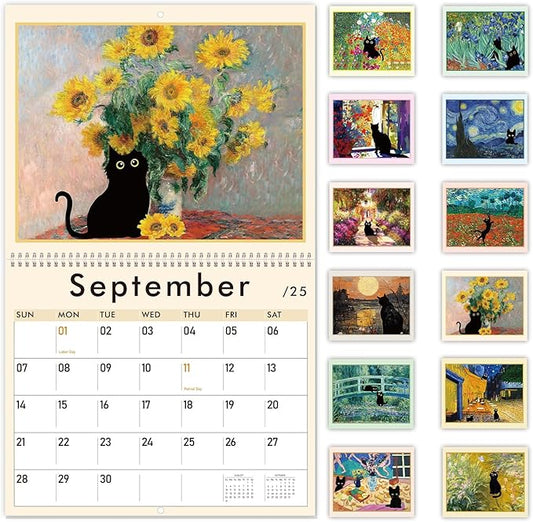 GuassLee Cat Wall Calendar 2026, Vertical Wall Calendar 2025-2026, 19-Months Hanging Art Calendar Sep. 2025-Mar. 2027, 23" x 14" Monthly Planner Wall with Thick Paper for Office School Home Teacher