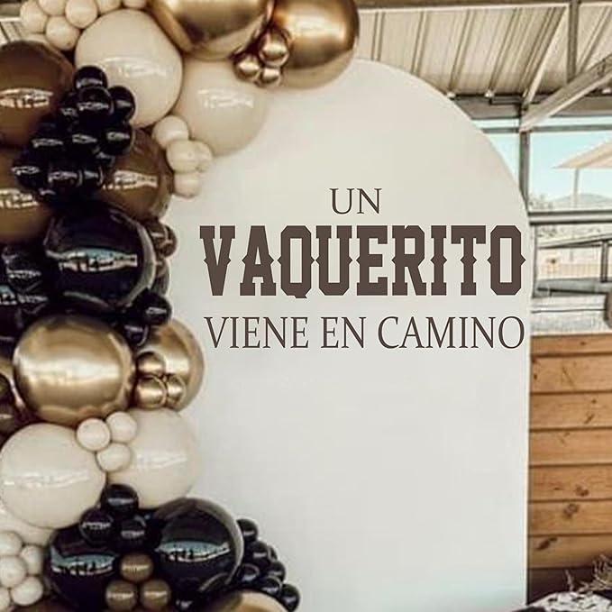 Un Vaquerito Viene En Camino Decal - Cowboy Party Decoration Decal, Baby Shower/Gender Reveal Party Decoration Supplies Wall Stickers, Cowboy Sign Balloon Arch and Party Backdrop Decor Stickers