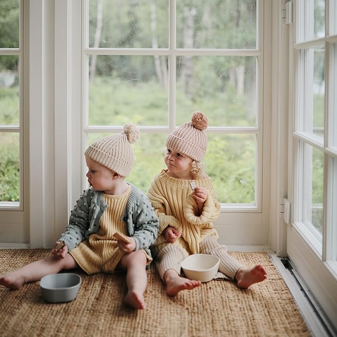 mushie Square Dinnerware Bowls for Kids | Made in Denmark, Set of 2 (Cloud)