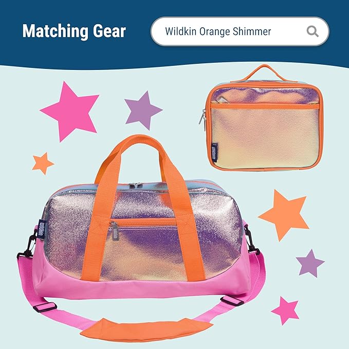 Wildkin 15-inch Kids Backpack – Durable, Padded, Adjustable for School & Travel - Orange Shimmer