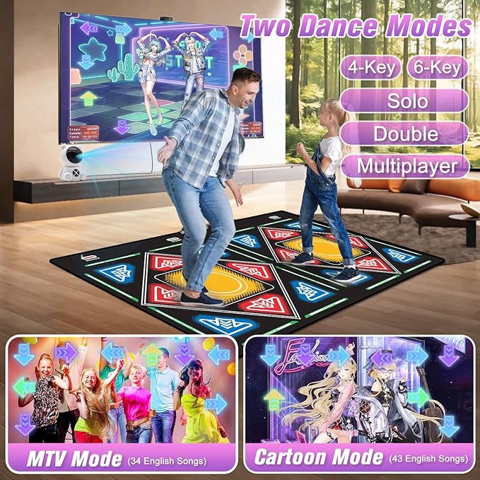 Dance Mat, Electronic Dance Mat, Double User Dance Mat with Game Controller, Non-Slip Dance Pad for Kids Adults, Christmas Birthday Gifts for Girls Boys