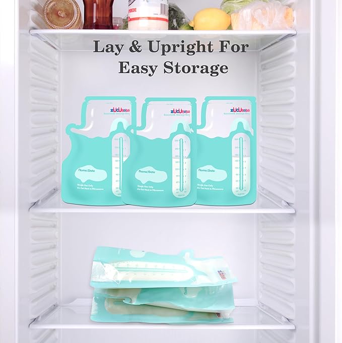 Breastmilk Storage Bags(50 Count)，8oz Milk Storage Bags for Breastfeeding，BPA Free with Easy Pour Spout, Self Standing, for Refrigeration and Freezing Blue