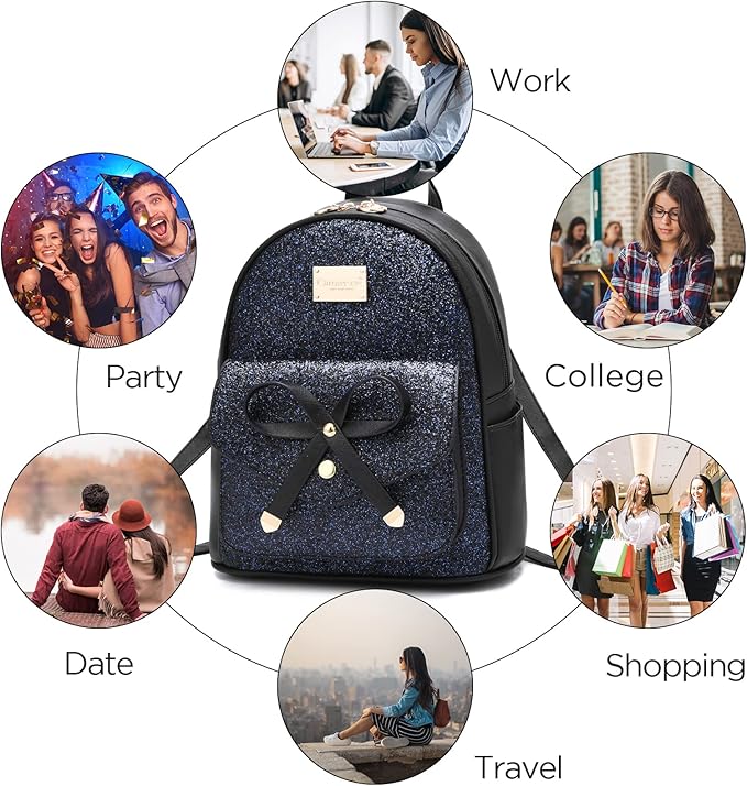 I IHAYNER Girls Bowknot Cute Leather Backpack Mini Backpack Purse for Women