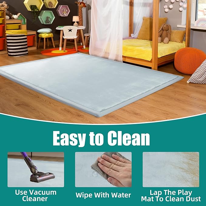 MABOZOO Extra Thick 1.3 Inch Baby Play Mat, 74 * 50 Inch Baby Floor Mat Memory Foam Playpen Pad for Babies, Toddlers, Infants, Playmat Crawling Cushion Activity Playmat for Indoor & Outdoor