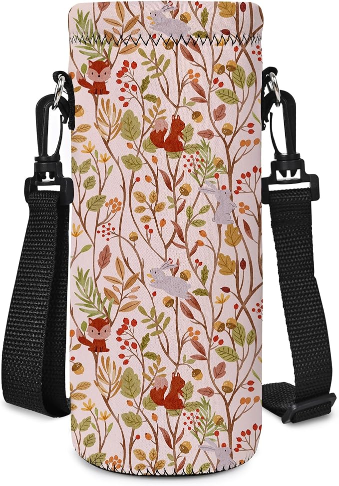 Neoprene Water Bottle Carrier Bag with Adjustable Shoulder Strap for Men Women Walking Hiking,Portable Insulated Holder Case for Stainless Steel/Glass/Plastic Bottles