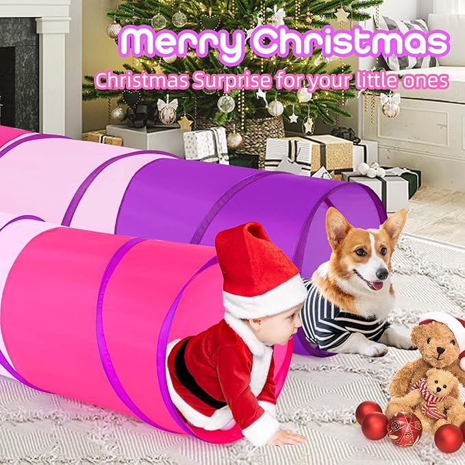 Kids Play Tunnel Tent for Toddler, 6-ft Pop Up Crawl Tunnel Toy for Baby Infant Children or Dog Cat, Collapsible Gift for Boy and Girl Play Tunnel Indoor and Outdoor Game (Colorful Play Tunnel)