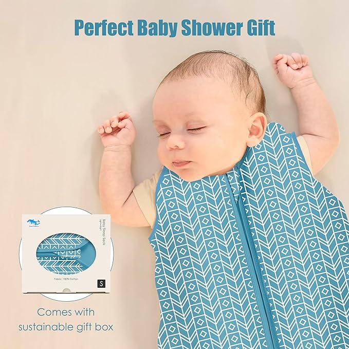 SWEET DOLPHIN Baby Sleep Sack 0-6 Months - 100% Cotton 2-Way Zipper TOG 0.5 Infant Wearable Blanket, Newborn Essentials Toddler 3 Pack Sleeping Sacks - Peacock Blue