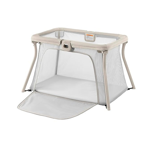 Chicco Alfa Lite Lightweight Travel Playard, Portable Playpen for Babies and Toddlers, Snap-Open/Compact Fold Design, 13 lbs., Baby Travel Essential | Dove/Beige