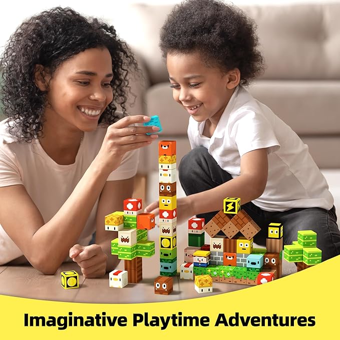 GobiDex 100PCS Magnetic Blocks Kids Building Toys for Boys Girls 3+, Game-Based Build MagWonder with Magnet Construction Toys, STEM Sensory Gift for Birthday (1 inch)