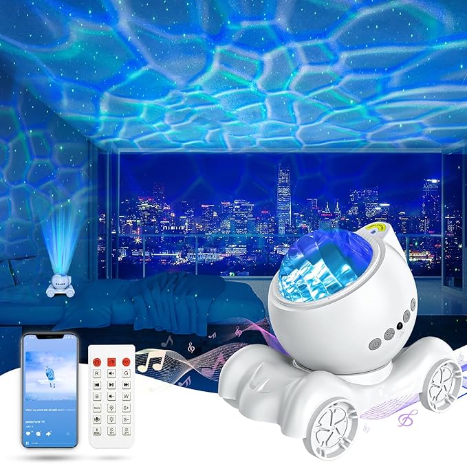 ENOKIK Star Projector, Galaxy Projector Built-in Bluetooth Speaker and 8 White Noise, Night Light for Kids Adults, Aurora Nebula Lamp for Home Decor/Relaxation/Party/Music/Gift (White)
