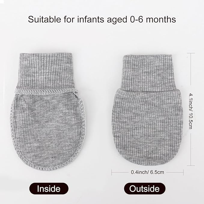 BQUBO 6 Pairs Newborn Baby Boys Girls Mittens 0-6 Months Unisex-Baby Infant Mittens Elastic No Scratch Wrist Gloves