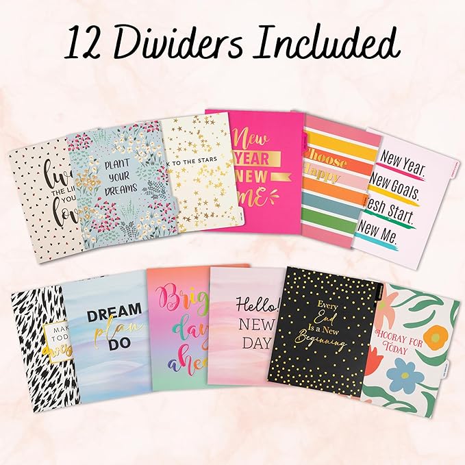 Votum 18-Month Day Large Planner, 2025-2026, Daily, Weekly & Monthly, January 2025 - June 2026, Blue Flowers - Appointment Book with 3 Sticker Sheets, Twin-Ring Binding, Notes Pages - School & Work