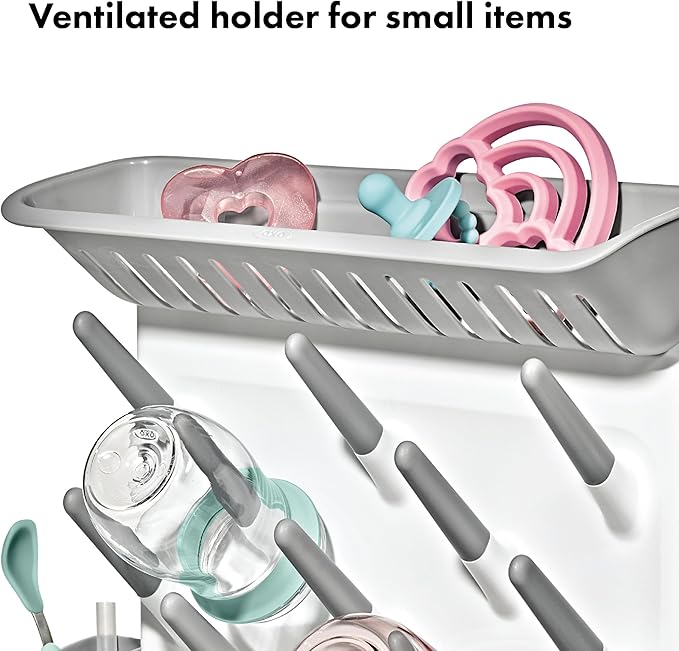 OXO Tot Expandable Drying Rack – Space-Saving Drying Rack | Newborn and Baby Essentials | Breastfeeding Essentials | Dry Baby Bottles | Save Space in Kitchen