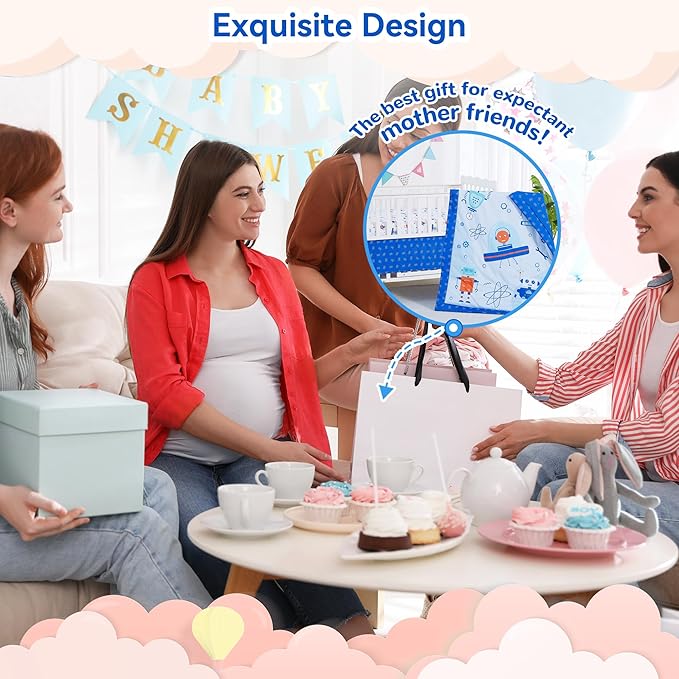 Viviland 3 Pieces Baby Bedding Set for Boy Girls, Baby Bedding Set for Newborn, Infant & Toddler - Robot