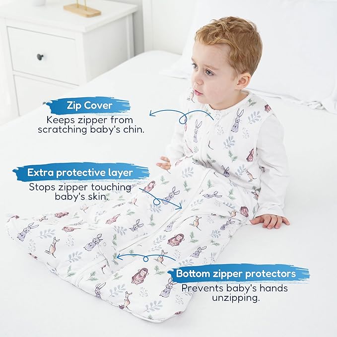 TotAha Toddler Quilted Sleep Sack 1.0 TOG for 2T-3T-4T, Soft Warm Wearable Blanket Baby Sleep Bag with 2-Way Safe Zippers,Premium Winter Extra Large Sleeping Sacks