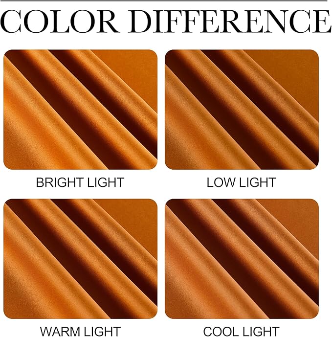 NICETOWN Room Darkening Orange Curtains 63 inches Long - Grommet Faux Silk Thermal Drapes Light Reducing Energy Saving Privacy Window Treatments for Bedroom, 2 Panels, W52 x L63