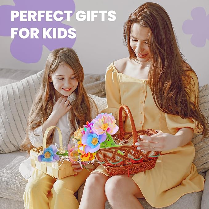 windpaint DIY Fabric Flower Bouquets Toys Accessories, DIY Craft Kits Flowers Accessories for Toddler Kids,Birthdays Gifts (Colorful)