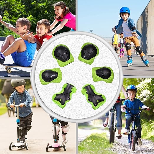 Knee Pads for Kids Knee Pads and Elbow Pads Toddler Protective Gear Set Kids Elbow Pads and Knee Pads for Girls Boys with Wrist Guards 3 in 1 for Skating Cycling Bike Rollerblading Scooter-Green M