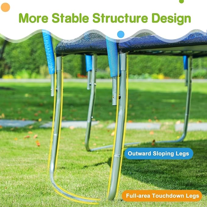 Zupapa Trampolines No-Gap Design 1500 LBS Weight Capacity 16 15 14 12 10 8FT for Kids Children with Safety Enclosure Net Outdoor Backyards Large Recreational Trampoline