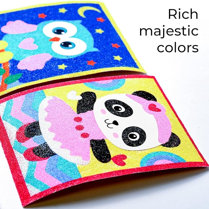 Sand Art Pictures Craft Sand - Сolor Sand Painting - Color Splash Sand Art Pictures Kids - Sticker Art Sheets Peel and Stick – Colored Sand Art Kit