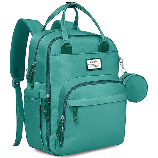 RUVALINO Diaper Bag Backpack-Multifunction Baby Travel Bag with Changing Pad, Insulated Bottle Holders & Pacifier Case, Large Capacity, Waterproof, Turquoise