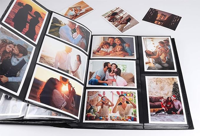 RECUTMS Photo Album 4x6 500 Photos, Large Capacity Family Wedding Picture Albums Holds 500 Horizontal and Vertical Photos (Dark Green)