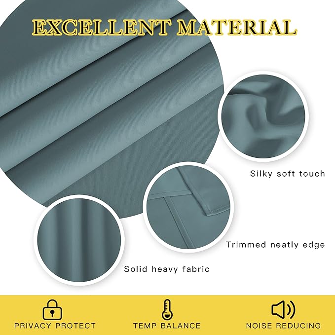 NICETOWN Greyish Blue Doorway Curtains for Bedroom 78 inch Length, Grommet Privacy Light & Sound Reducing Room Darkening Window Treatments for Living Room, 2 Panels, W52 x L78