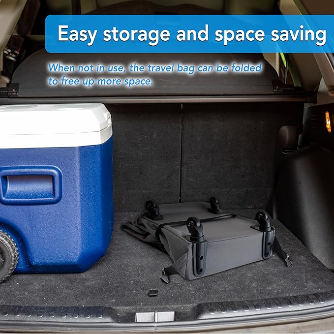 Car Seat Travel Bag with Wheels Heavy Duty Water-resistant Protective Cover for Airplane Travel & Rolling Design, Padded Handle,Padded Adjustable Strap (Grey)