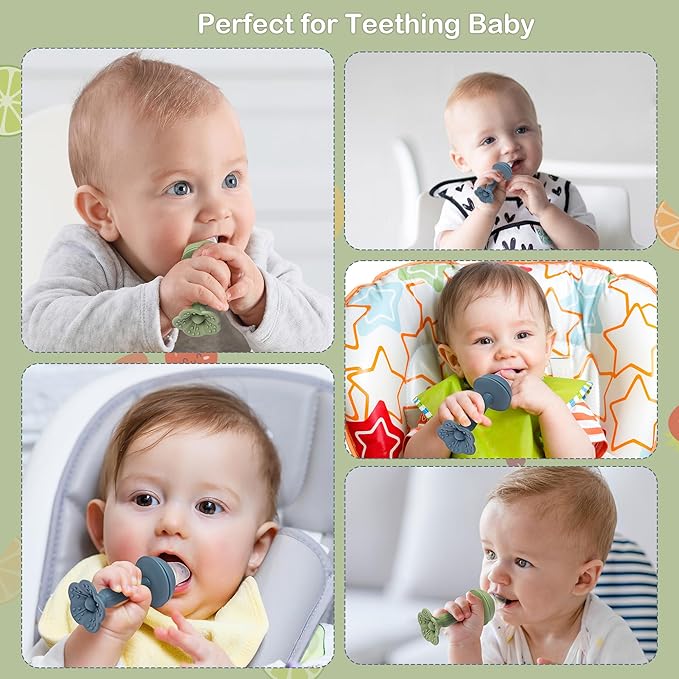 KingKam Baby Breastmilk Popsicle Molds & Baby Fruit Feeder (2 Pack), BPA Free Baby Food Teether Tray with Lids, Silicone Baby Food Teether Feeder, Teething Popsicle for Baby 4m+