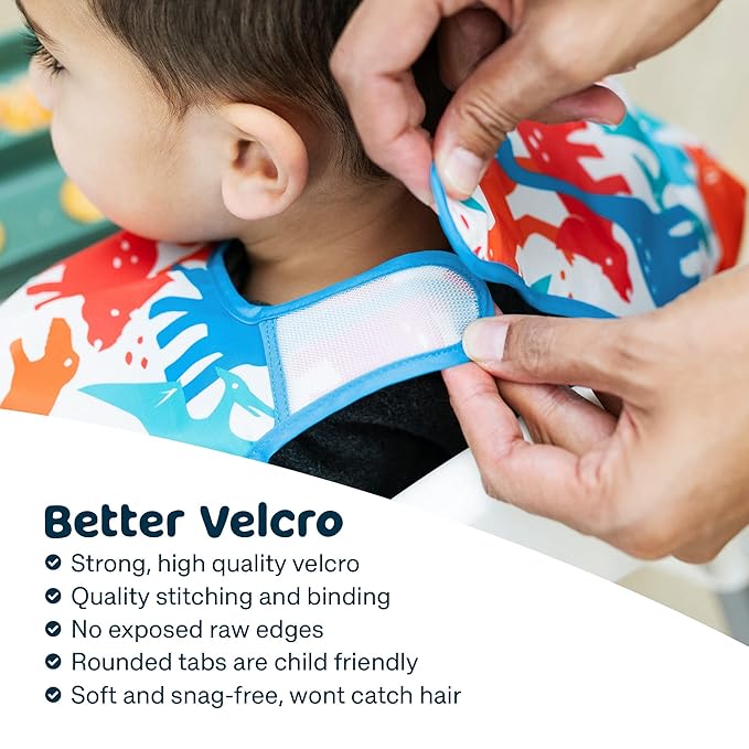 Tiny Twinkle Mess Proof Baby Bib - Waterproof & Lightweight Baby-Led Weaning Apron | 100% Recycled Polyester, Easy Clean & Machine Washable (Floral Blue, Small 6-24 Months)