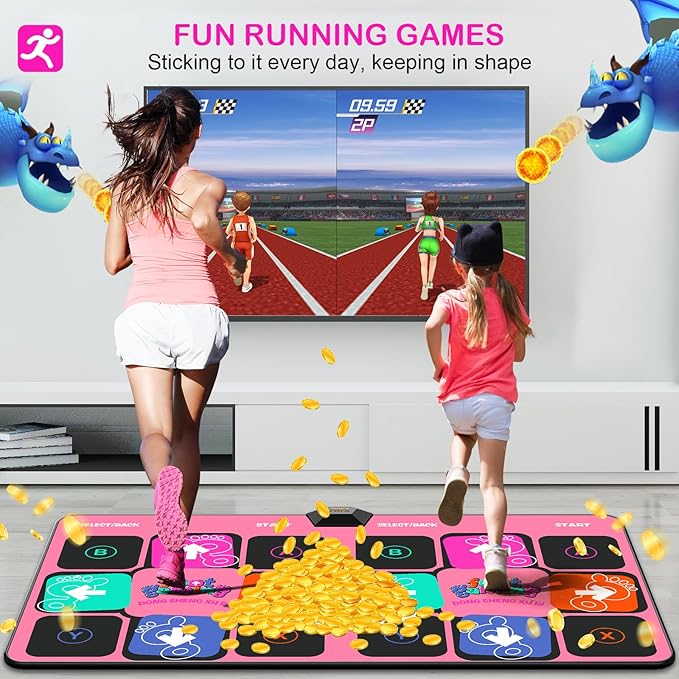 FWFX Dance Mat for Kids & Adults, Wireless Electronic Music Dancing Game for TV, 2-Player Video Game, Active Indoor Games for Family Parties & Basement Fun - Birthday for Boys, Girls
