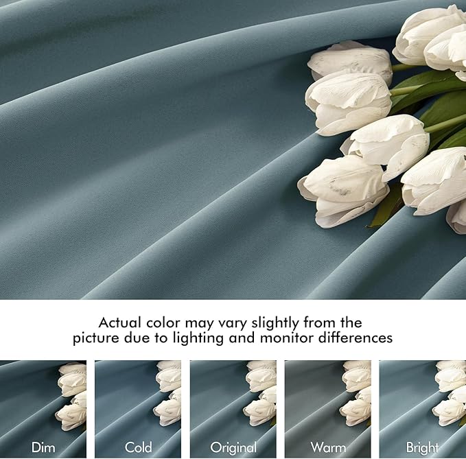 MIULEE Greyish Blue Back Tab Blackout Curtains 84 Inch Length 2 Panels Set for Living Room Bedroom Privacy, Rod Pocket/Pinch Pleat Thermal Insulated Room Darkening Pleated Light Blocking Drapes