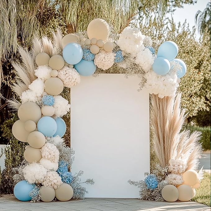 RUBFAC 129pcs Sand White Balloons Different Sizes 18 12 10 5 Inches, Cream Beige Latex Balloon Garland Arch for Birthday Party Graduation Wedding Anniversary Baby Shower Decoration