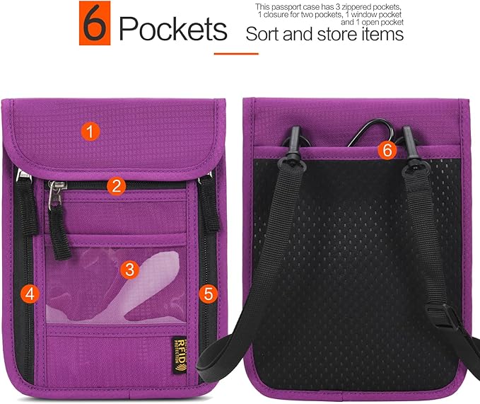 Neck Wallet Lightweight RFID Blocking Waterproof Travel Pouch for Women Men