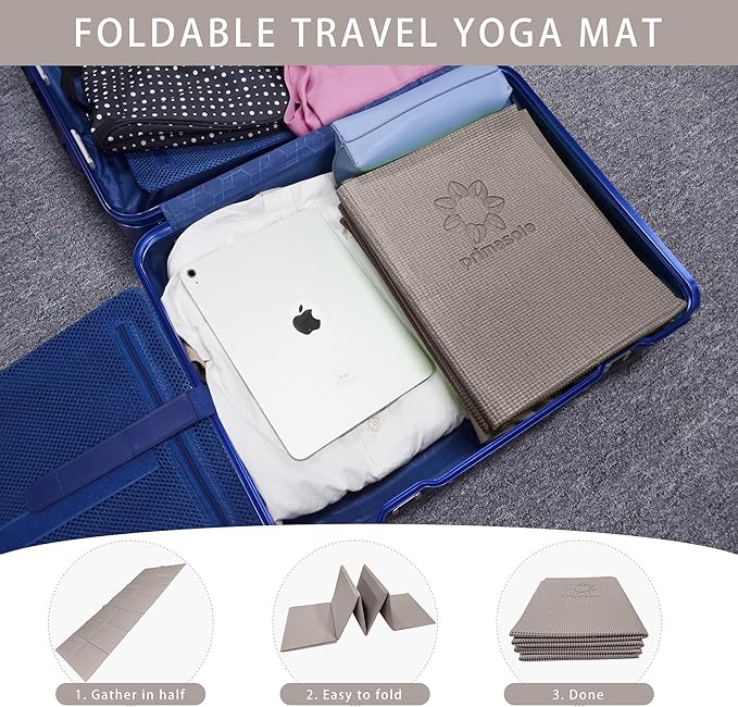 Folding Yoga Travel Pilates Mat Foldable Easy to Carry to Class Beach Park Tear resistant Travel Picnics 4mm Thick 9 Colors