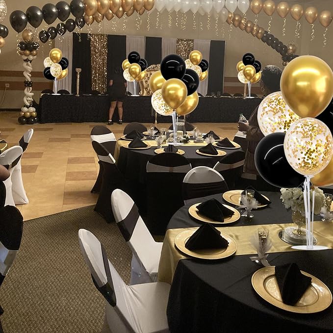 TONIFUL 4 Set Black Gold Balloon Centerpieces for Table,Balloon Stand Kit for Black Gold Party Decor 40th 50th 60th 70th Birthday Decorations Halloween Anniversary Graduation Decorations 2025