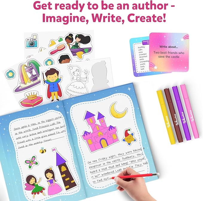 Skillmatics Storybook Art Kit - Create Fairytale Stories, DIY Craft & Writing Kit with 300+ Stickers, Scrapbooking & Journal Activity, Gifts for Kids Ages 5, 6, 7, 8, 9, 10