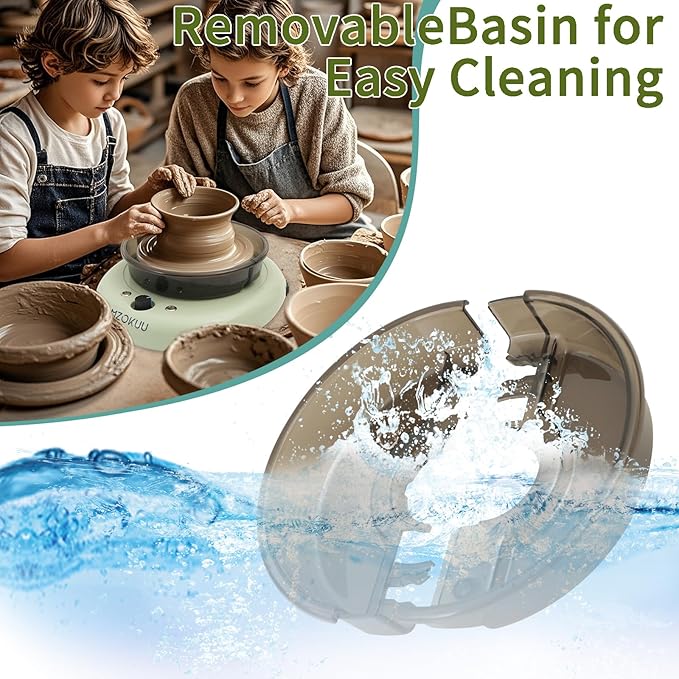 MZOKUU Mini Pottery Wheel Machine for Kids and Beginners, Adjustable Speed, Complete Pottery Kits with Air Dry Clay, Sculpting Tools, Art & Crafts Kits for Home DIY