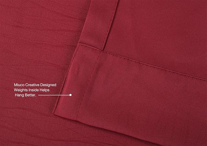 MIUCO Room Darkening Textured Blackout Curtains for Living Room 2 Panels 52x63 Inch Long Burgundy